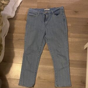 Levi's Women's Blue Pinstripe Straight Leg Jeans